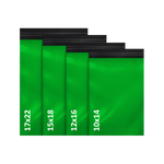 100x Green Plastic Mailing Bags - 25 of Each Assorted Sizes