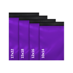 100x Purple Plastic Mailing Bags - 25 of Each Assorted Sizes