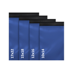 100x Blue Plastic Mailing Bags - 25 of Each Assorted Sizes