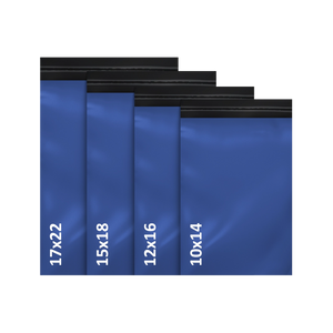 100x Blue Plastic Mailing Bags - 25 of Each Assorted Sizes