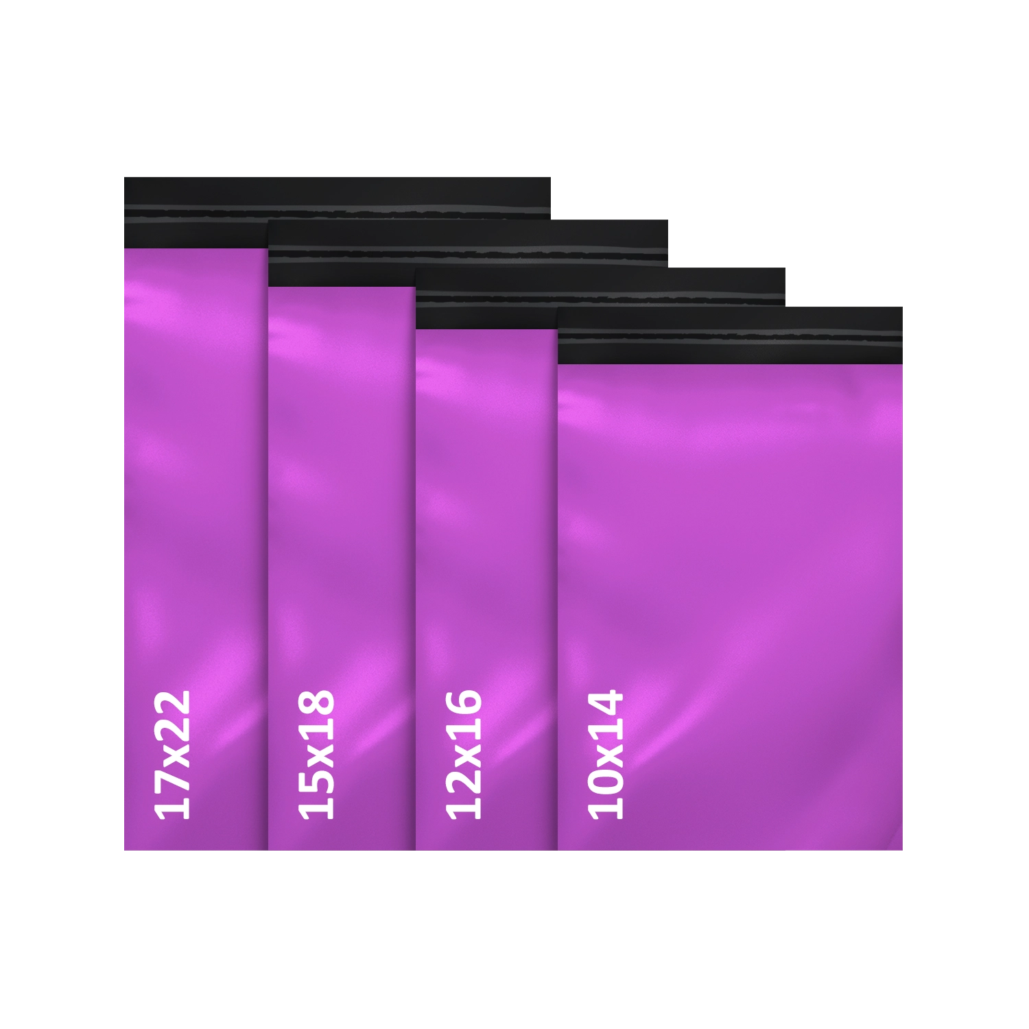 100x Pink Plastic Mailing Bags - 25 of Each Assorted Sizes