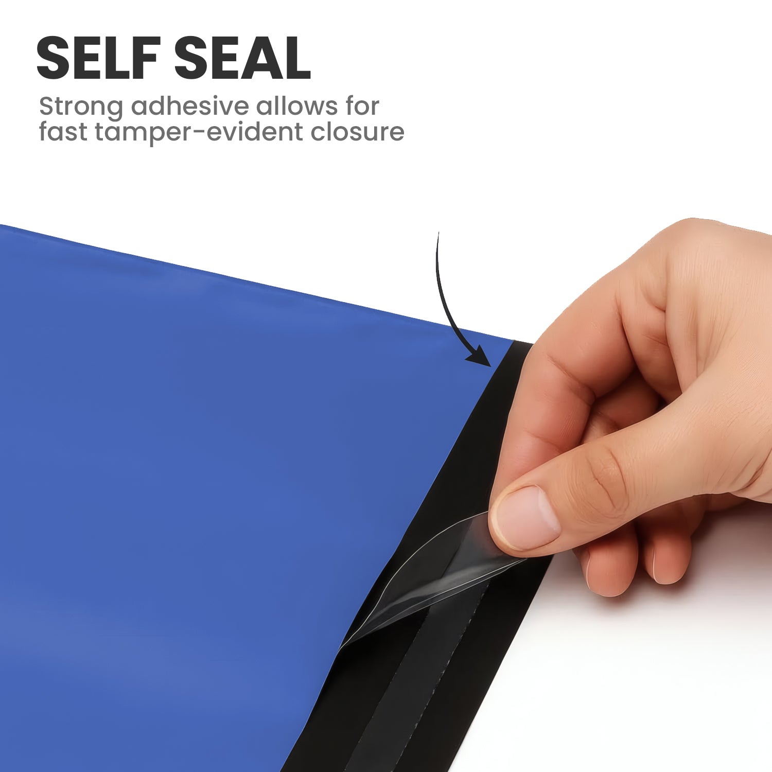 Blue self-seal mailing bag with strong adhesive strip for secure and tamper-evident parcels.