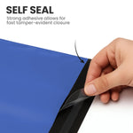 Blue self-seal mailing bag with strong adhesive strip for secure and tamper-evident parcels.