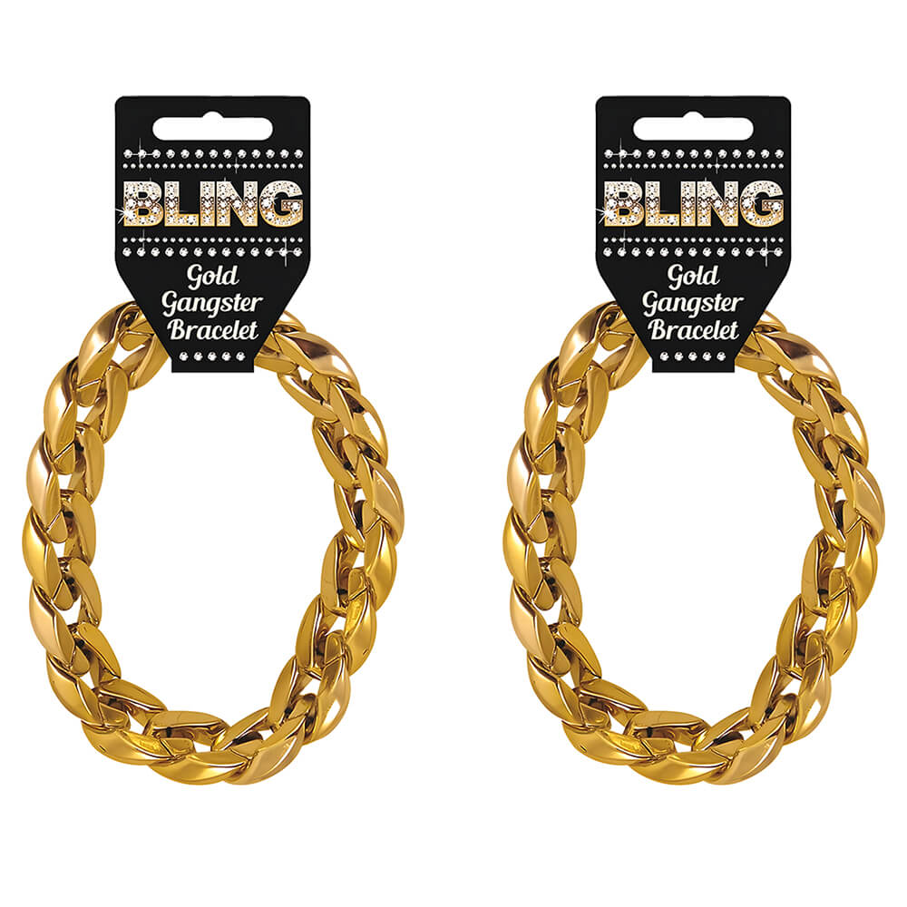 Gold Gangster Bracelet - Fancy Dress Jewelry - Pack of 2