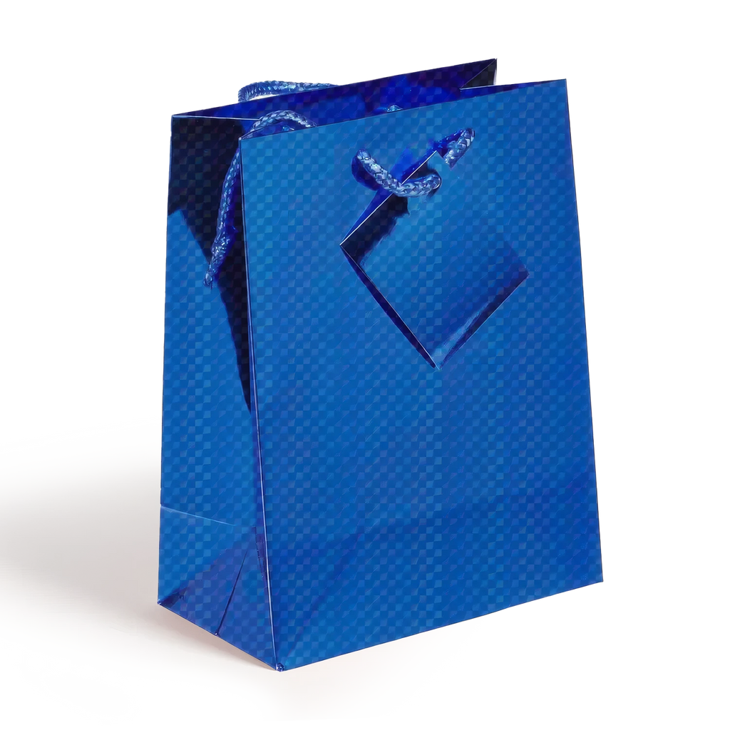 Holographic Gift Bags with Corded Handles Blue