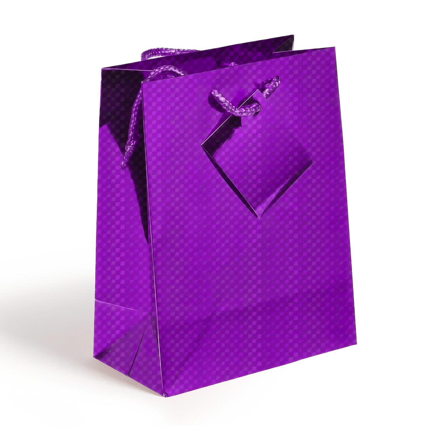 Holographic Gift Bags with Corded Handles Purple