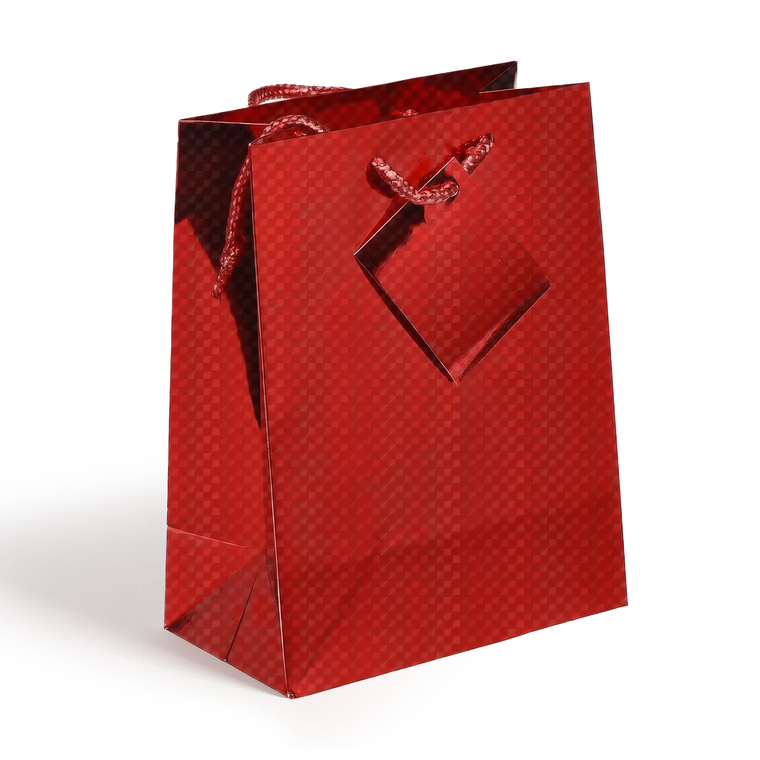 Holographic Gift Bags with Corded Handles Red
