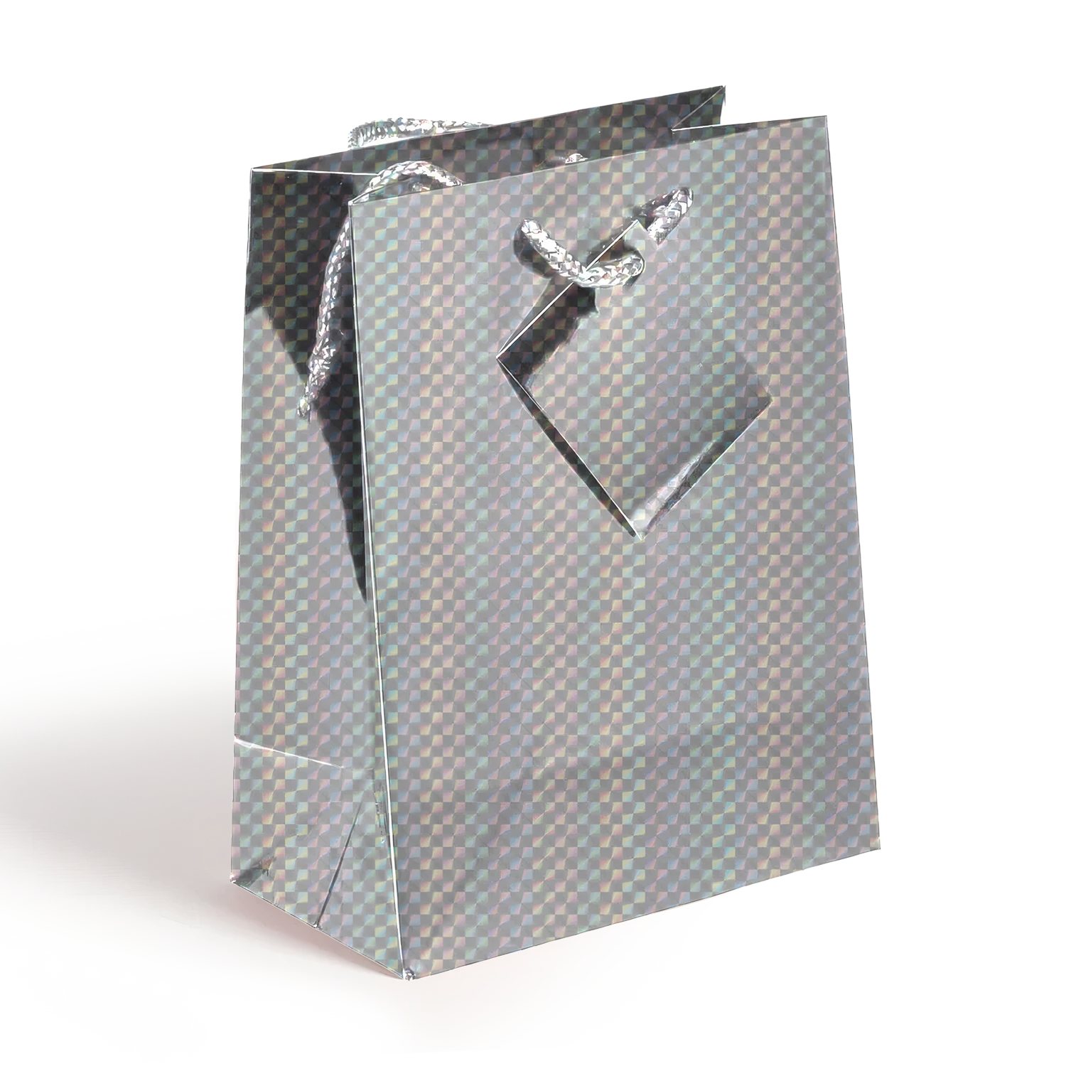 Holographic Gift Bags with Corded Handles Silver