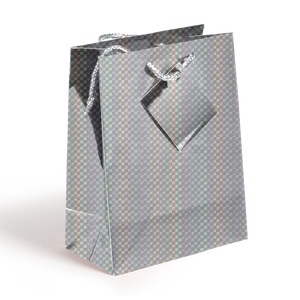Holographic Gift Bags with Corded Handles Silver