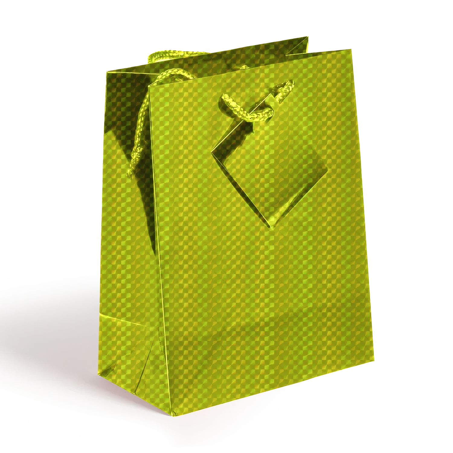 Holographic Gift Bags with Corded Handles Yellow