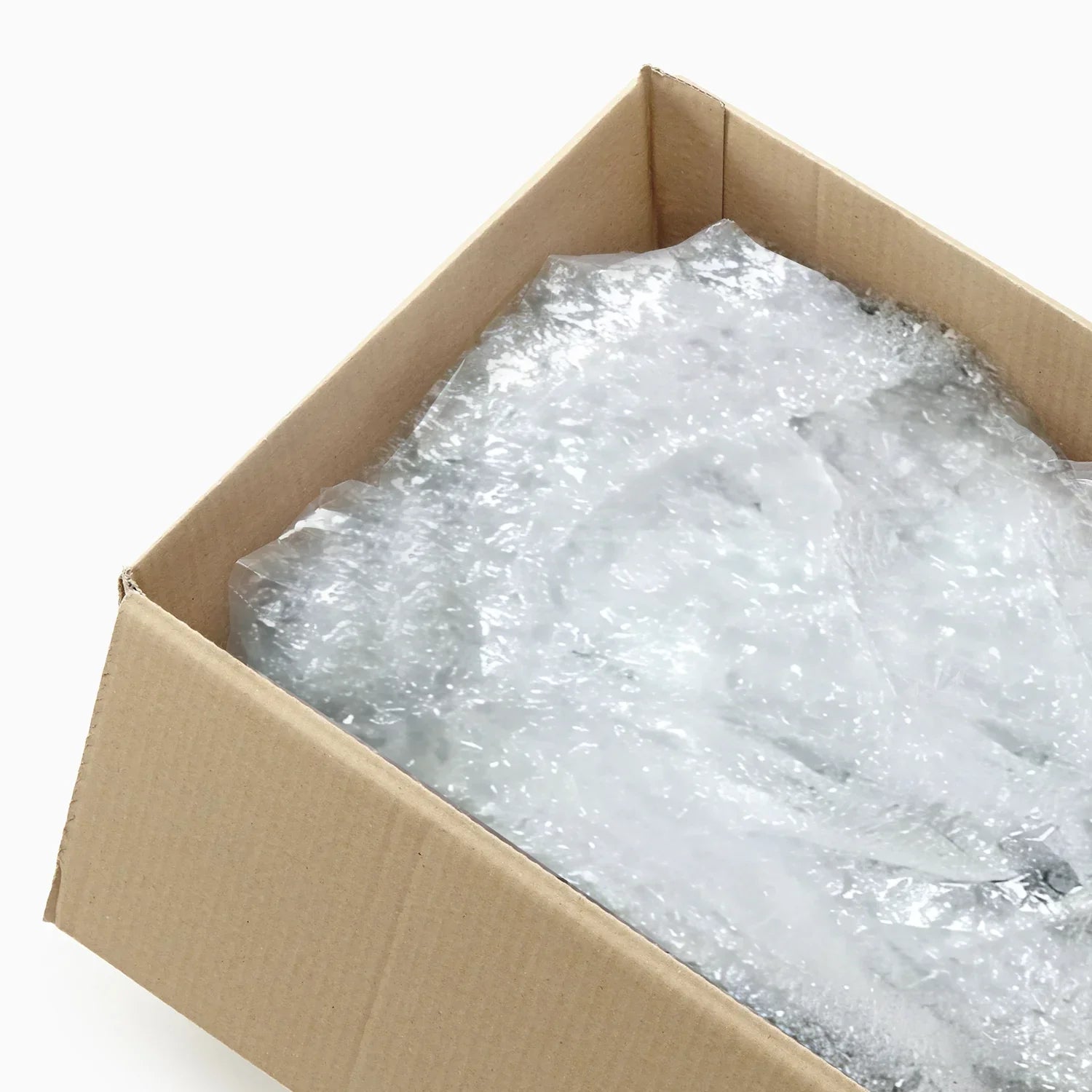 Large cardboard box containing delicately wrapped goods in bubblewrap