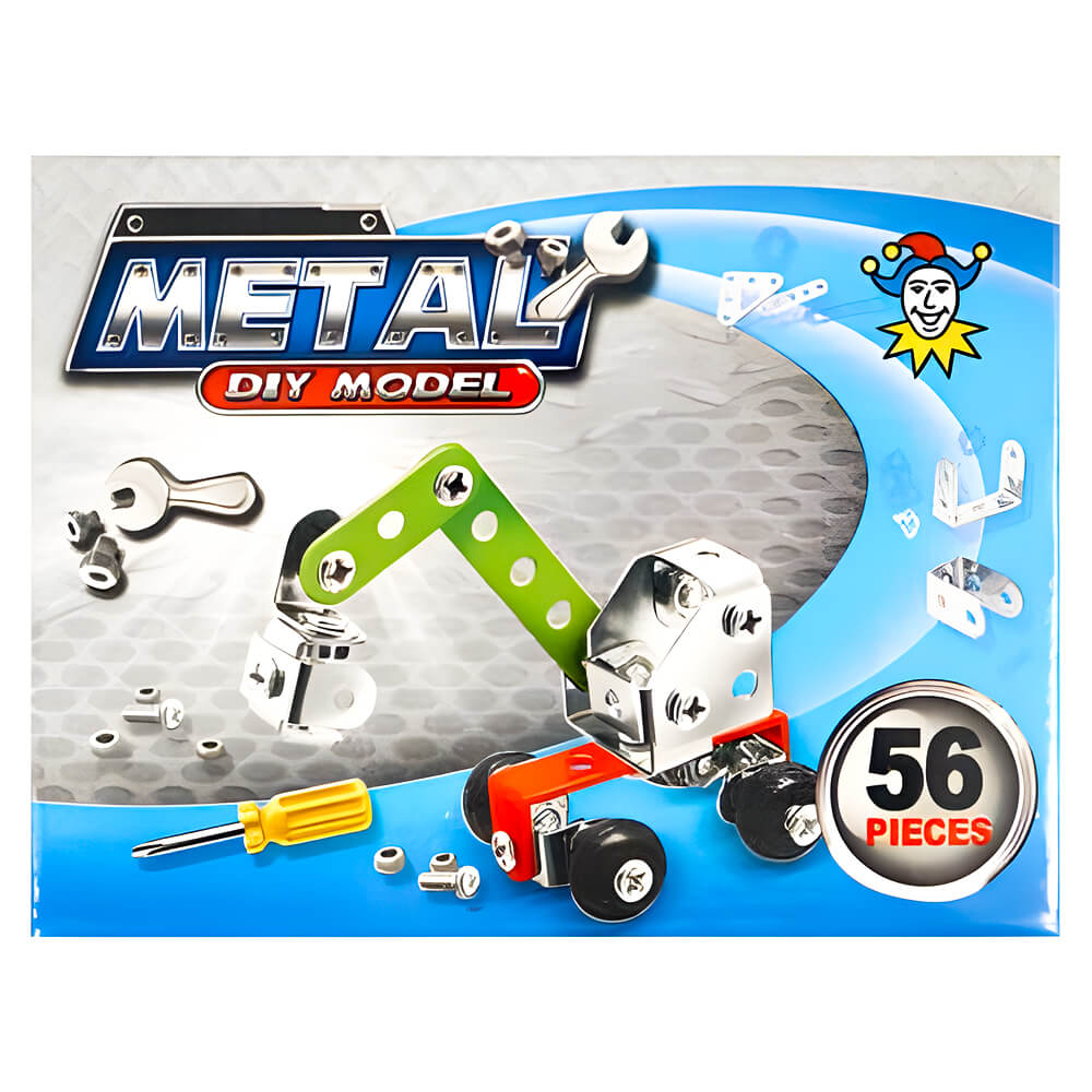 Metal Ding Set Construct Build Your Own Digger - 56 Piece DIY Metal Construction Kit for Kids