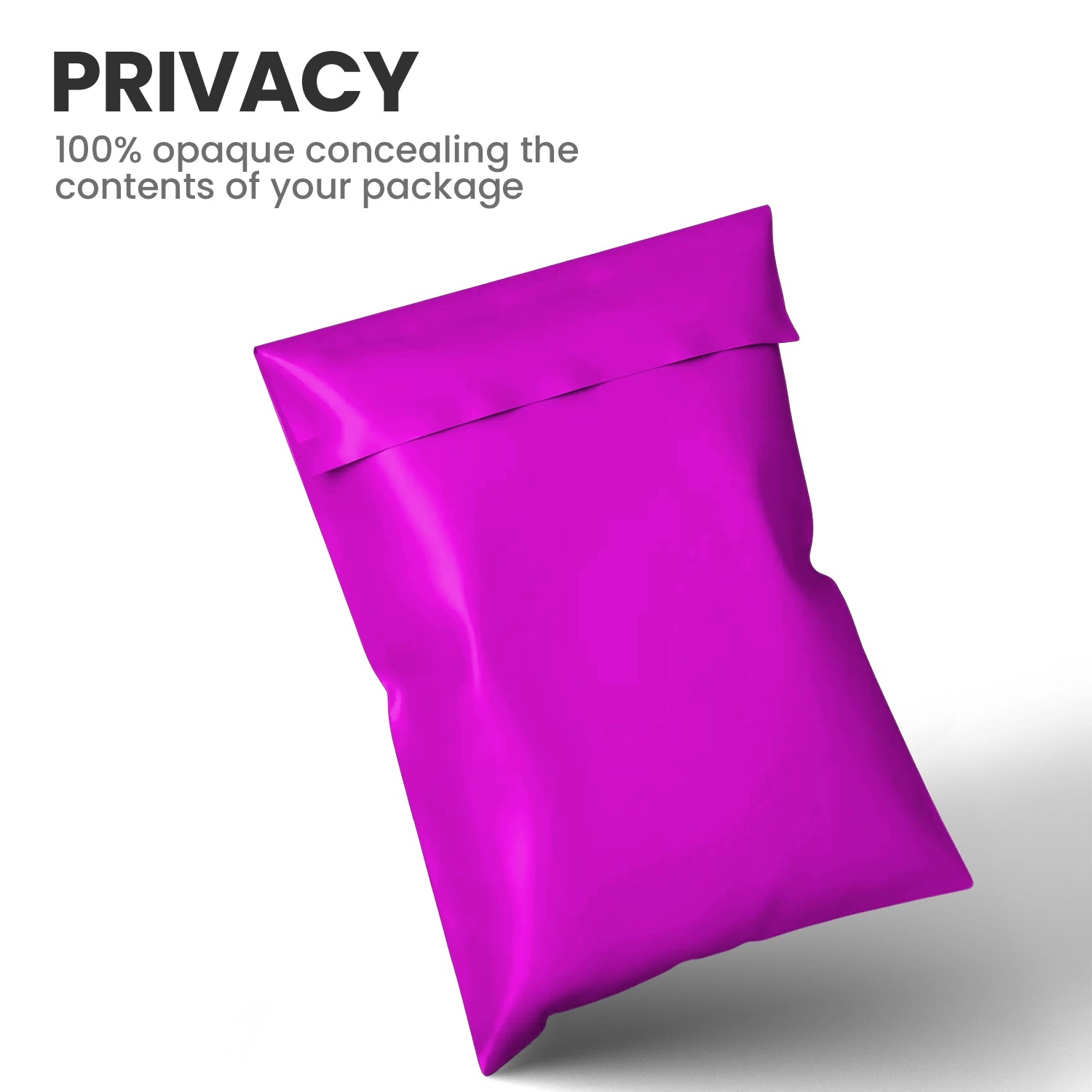 pink opaque mailing bag showing full privacy and concealment of package contents.