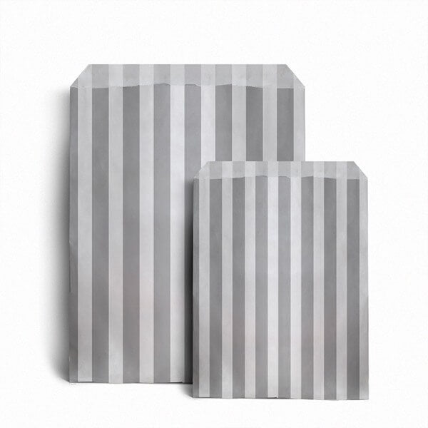 Silver Candy Stripe Paper Bags - paper bags wholesale