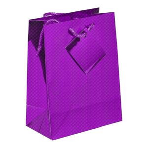Small Purple Holographic Gift Bags with Corded Handles